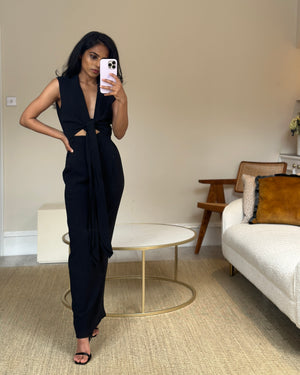 Chanel Black Cut-Out Maxi Dress with CC Detail FR 34 (UK 6)