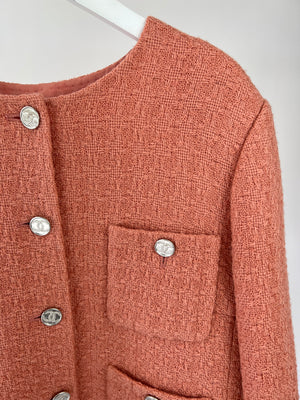 Chanel Pink Tweed Jacket with Silver CC Button Detail FR 42 (UK 14)