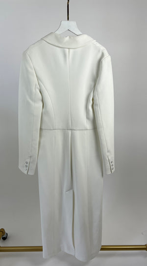 Alberta Ferretti White Longline Tuxedo Jacket Size IT 42 (UK 10)