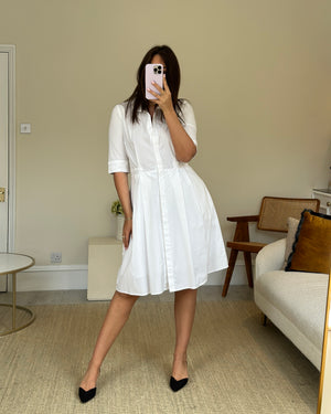 Joseph White Shirt Dress With Pleated Waist Detail Size IT 42 ( UK 10)