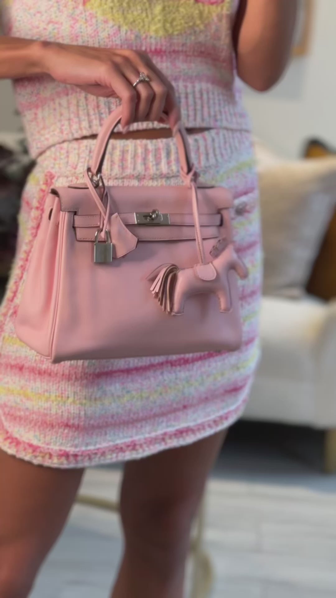 Hermes Kelly Bag 25cm Retourne in Rose Sakura Swift Leather with Palla Sellier