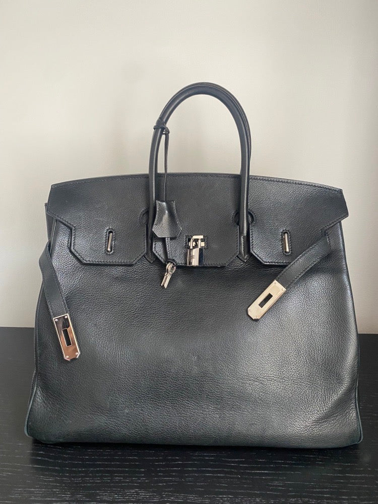 Hermes Black HAC 32 Bag in Togo Leather Palladium Hardware – Sellier