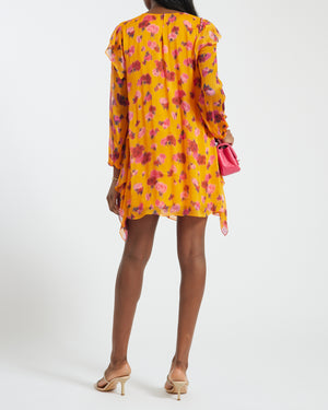 Carolina Herrera Orange Ruffle Dress Size UK 4