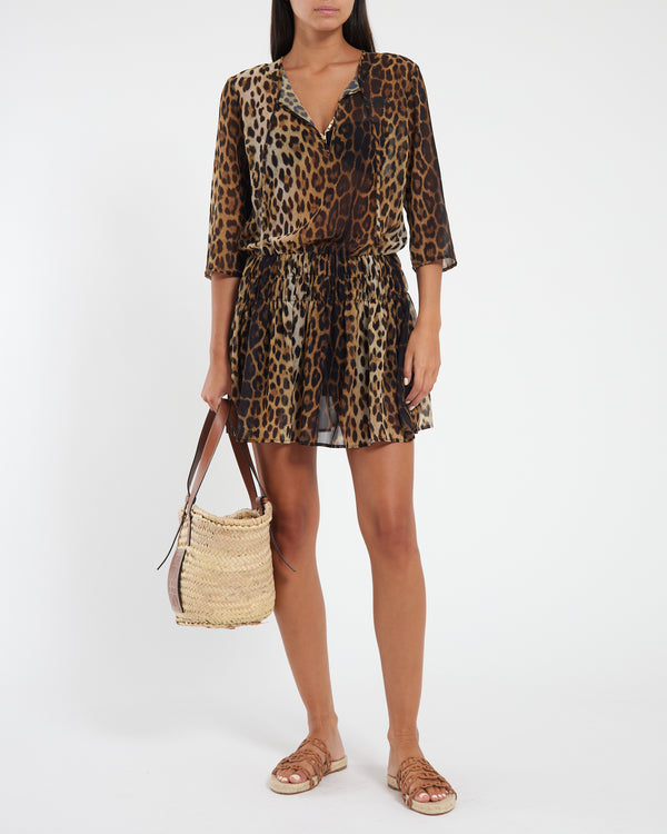 Moschino Leopard Print Mesh Beach Cover Up Size S (UK 8)