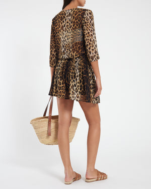 Moschino Leopard Print Mesh Beach Cover Up Size S (UK 8)