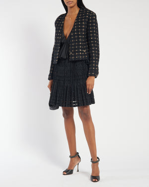 Chanel Black and Brown Tweed Jacket with Metallic Details FR 34 (UK 6)