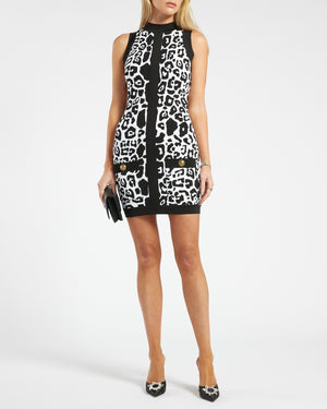 Balmain Black and White Bodycon Zip Dress FR 38 (UK 10)