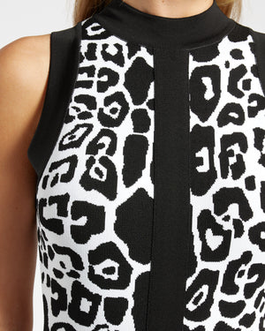 Balmain Black and White Bodycon Zip Dress FR 38 (UK 10)