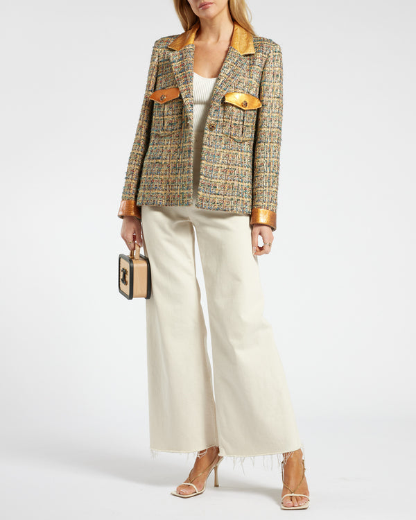 Chanel Gold, Red & Blue Egypt Collection Tweed Jacket with Gold Collar and Pocket Detail FR 40 (UK 12)