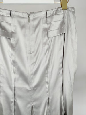 Gucci Silver Silk Pleated Hem Skirt Size IT 38 (UK 6)