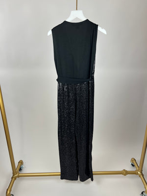 Diane Von Furstenberg Sequin Black Sleeveless Jumpsuit Size US 0 (UK 4-6)