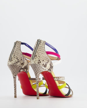 Christian Louboutin Multi and Snake Leather Cage Strap Heels Size 40.5