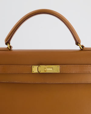 Hermes Vintage Kelly Bag 32cm in Gold Box Leather and Gold Hardware