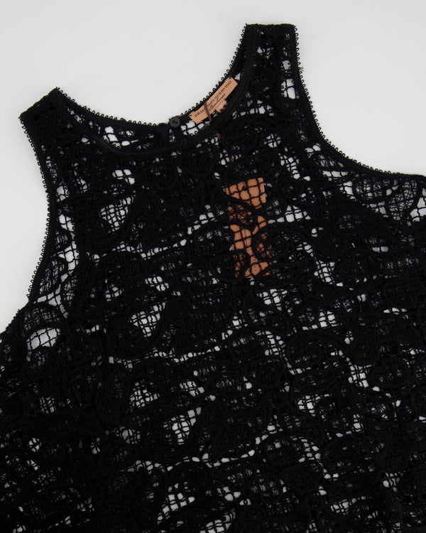 Ermanno Scervino Black Lace Crochet Sleeveless Top IT 42 (UK 10)