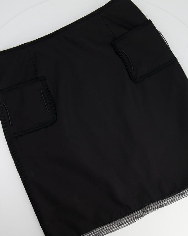 Rochas Black Mesh Contrast Pencil Skirt Size IT40 (UK 8)