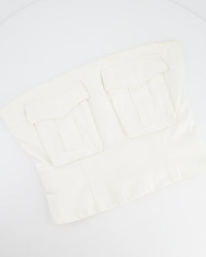 Prada White Cotton Front Pockets Bustier Top Size IT 42 (UK 8)