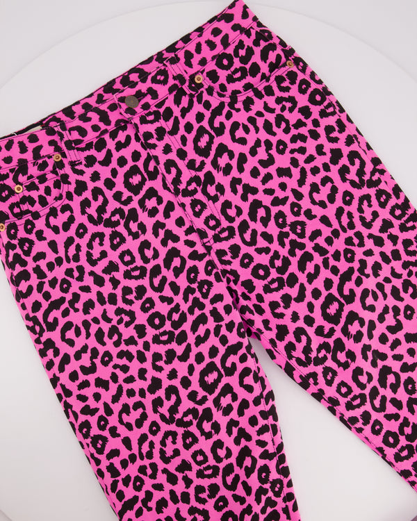 Gucci Pink Leopard Print Skinny Jean (UK 10) (Tall)