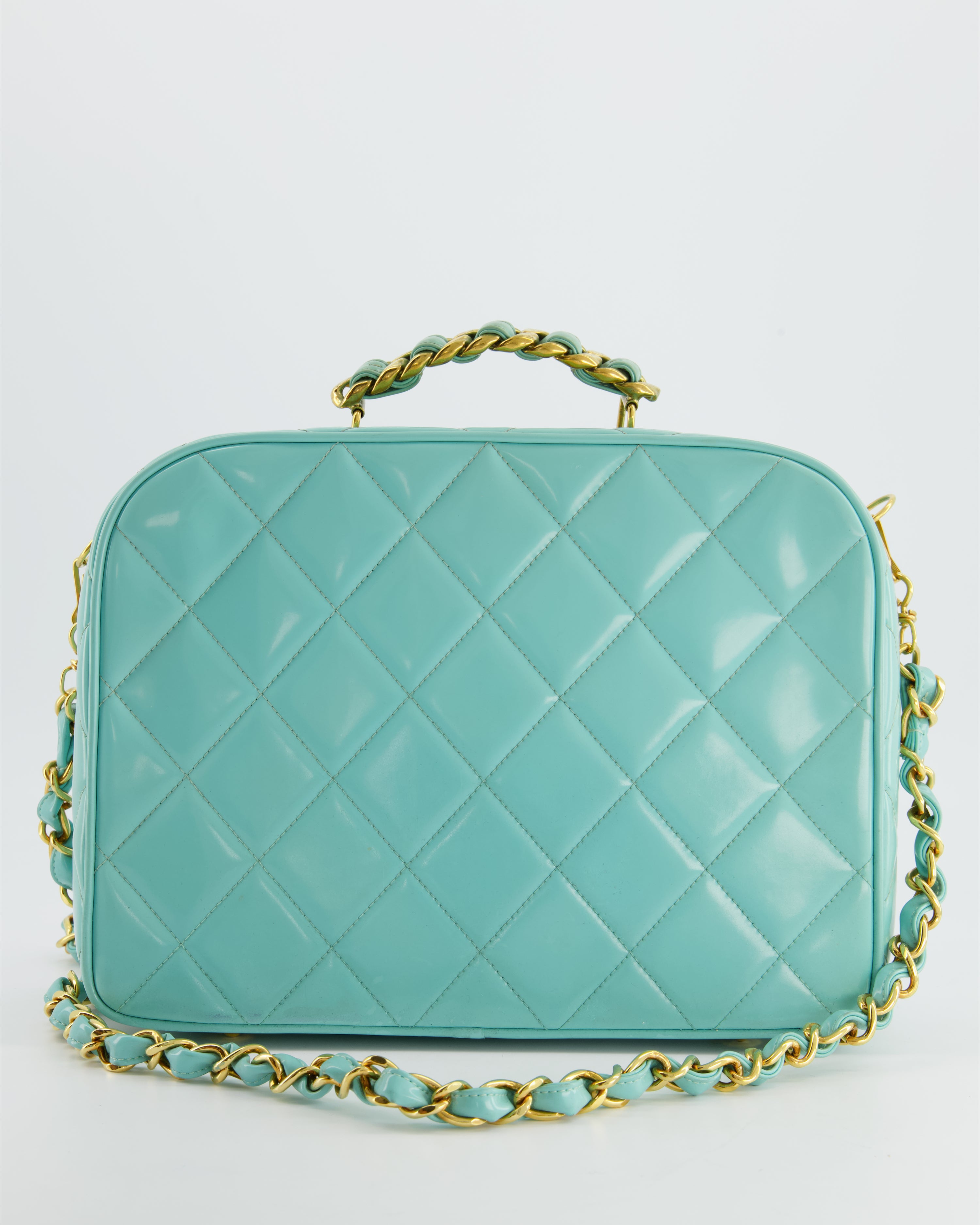Chanel Vintage Blue Candy Vanity-Case Bag in Patent Leather with