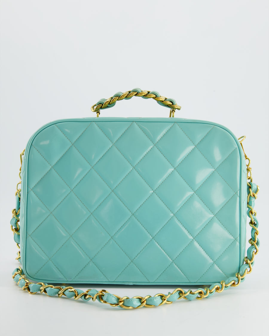 Chanel Vintage Blue Candy Vanity-Case Bag in Patent Leather with Gold Hardware