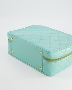 Chanel Vintage Blue Candy Vanity-Case Bag in Patent Leather with Gold Hardware