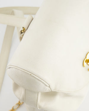 Chanel Vintage White Caviar Backpack Bag with 24k Gold Hardware