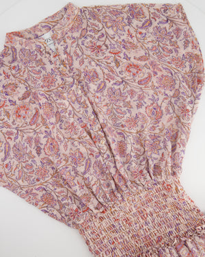 Misa Purple and Pink Printed Mini Ruffle Dress Size XS (UK 6)