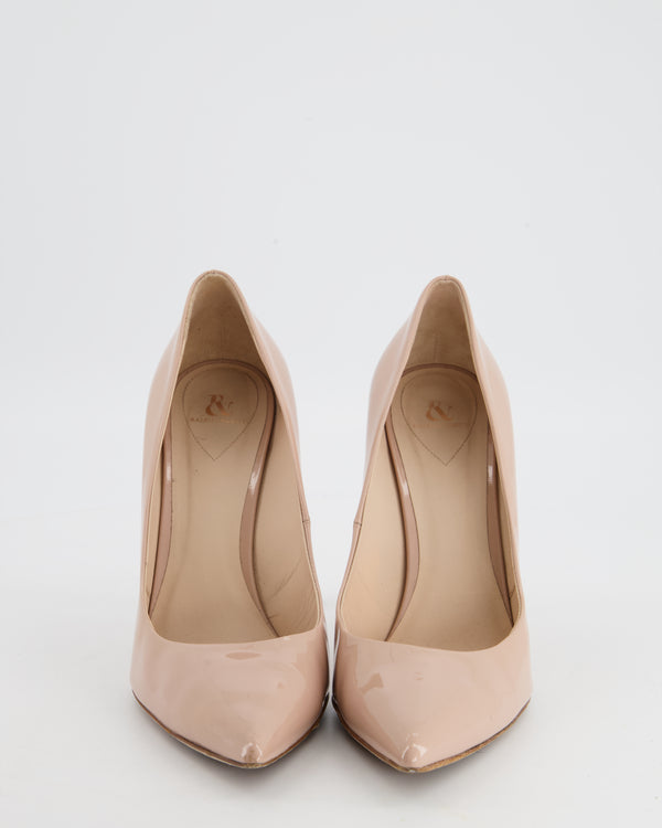Ralph and Russo Nude Patent with Gold High Heel Pump Size 40.5