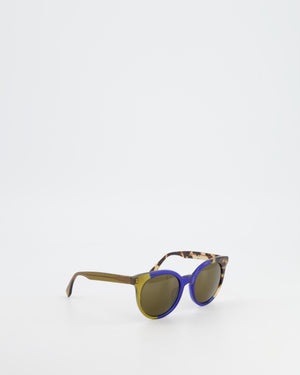 Fendi Blue Tortoiseshell Round Sunglasses