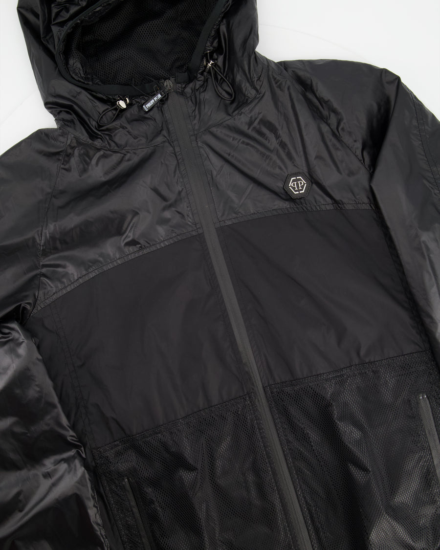 Philipp Plein Active Black Hooded Windbreaker Size XXXL (UK 48)