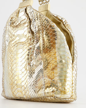 Chanel Vintage Limited Edition Gold Metallic Python Top Handle Bag
