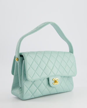 Chanel Vintage Light Blue Double Faced Flap Bag with 24K Gold Hardware