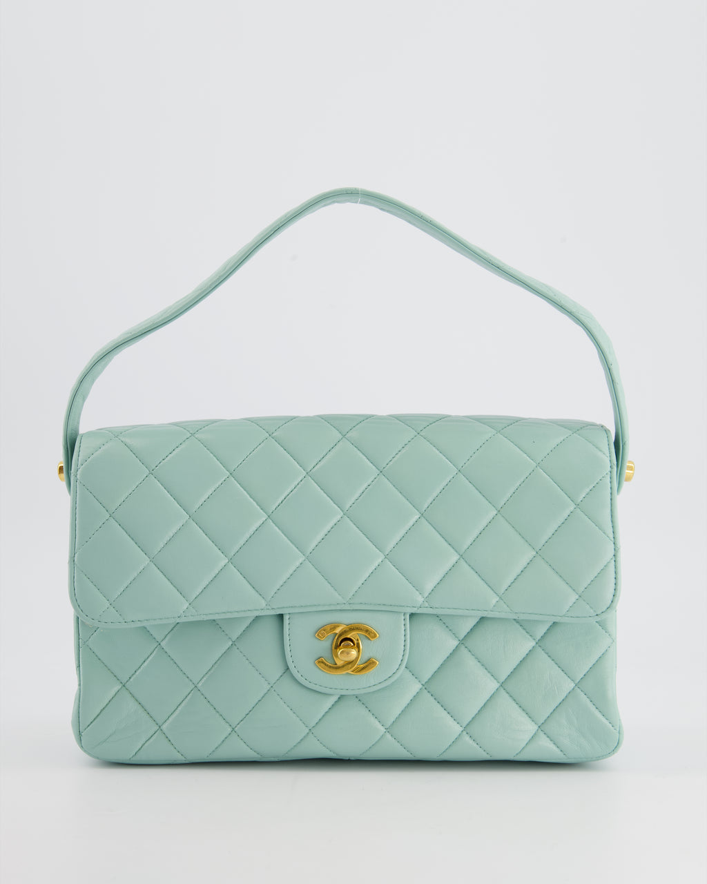 Chanel Vintage Light Blue Double Faced Flap Bag with 24K Gold