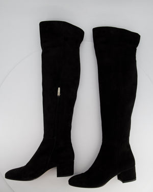 Gianvitto Rossi Black Suede Round Toe Knee High Boot Size EU 38