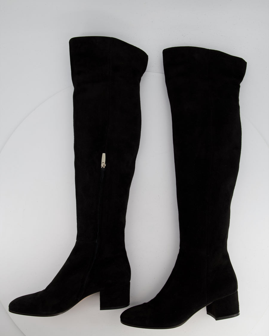 Gianvitto Rossi Black Suede Round Toe Knee High Boot Size EU 38