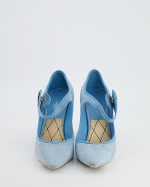 Louis Vuitton Light Blue Suede Heels with Logo Size EU 37