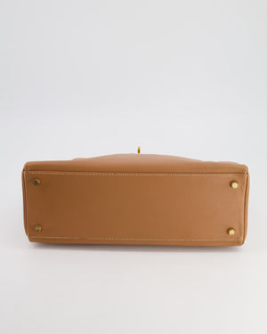 Hermes Vintage Kelly Bag 32cm in Gold Courchevel Leather with Gold Hardware