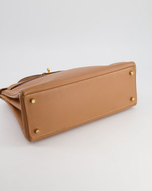 Hermes Vintage Kelly Bag 32cm in Gold Courchevel Leather with Gold Hardware