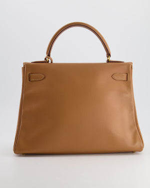 Hermes Vintage Kelly Bag 32cm in Gold Courchevel Leather with Gold Hardware
