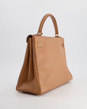 Hermes Vintage Kelly Bag 32cm in Gold Courchevel Leather with Gold Hardware