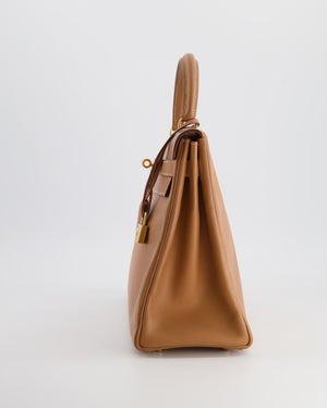 Hermes Vintage Kelly Bag 32cm in Gold Courchevel Leather with Gold Hardware