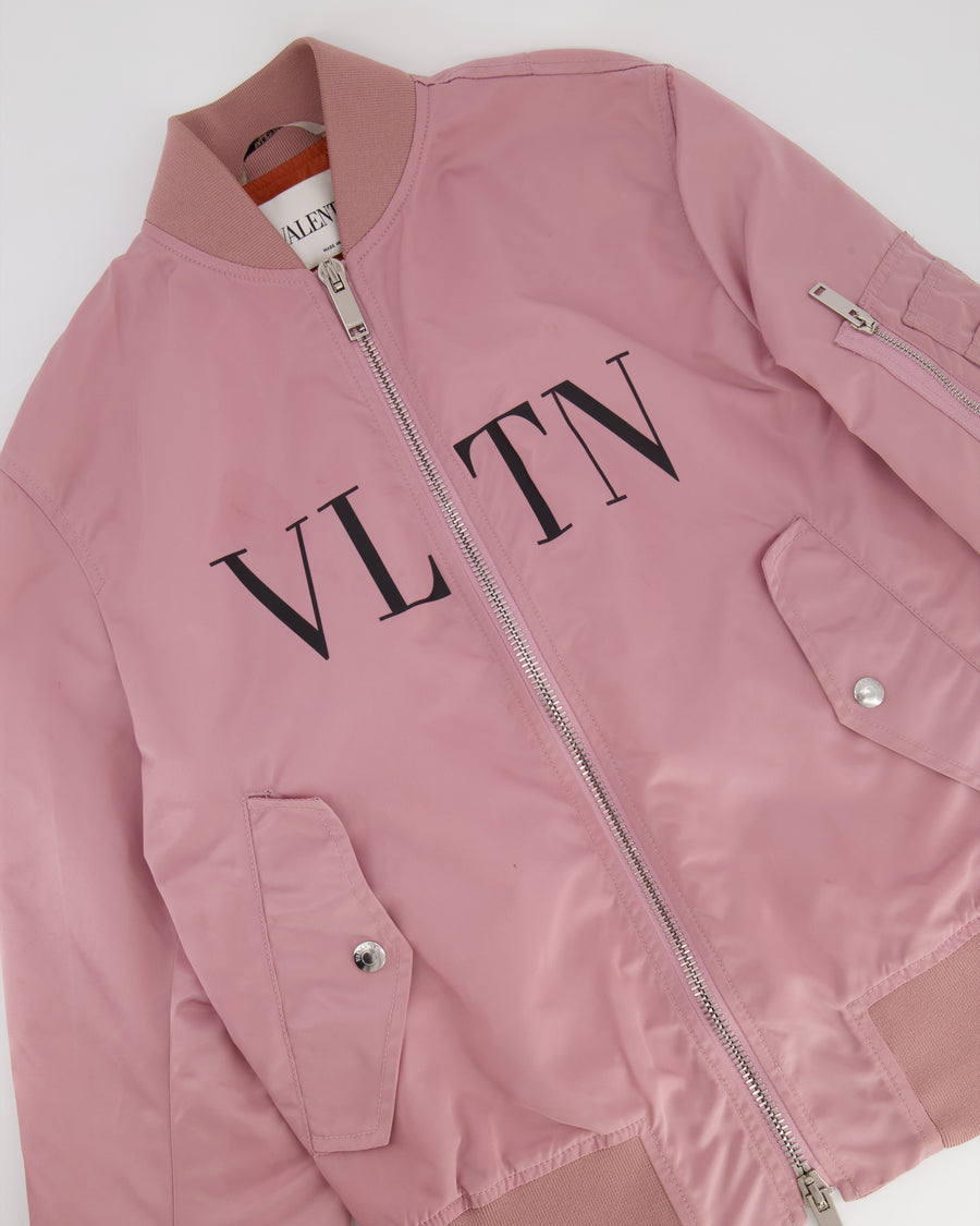 Valentino Pink Bomber Jacket With Logo Size IT 38 (UK 6)