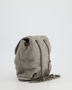 Stella McCartney Dove Grey Mini Falabella Backpack Bag with Silver Hardware
