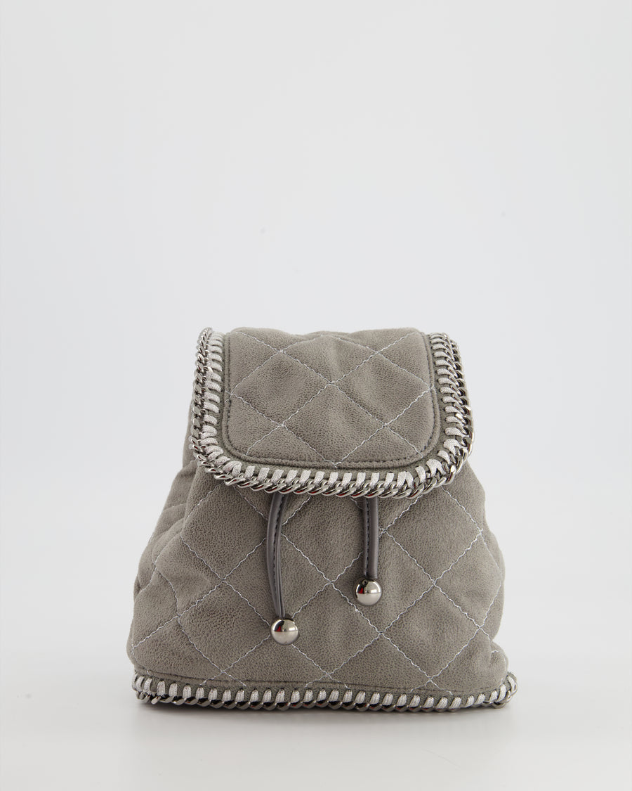 Shop Stella McCartney Dove Grey Mini Falabella Backpack at
