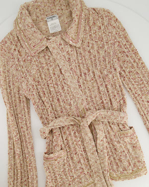 Chanel Pink and Gold Metallic Thread Tweed Cardigan FR 34 (UK 6)