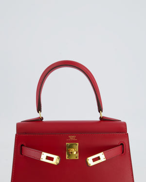*ULTRA RARE* Hermès Kelly Sellier Bag 20cm in Box Leather in Red with Gold Hardware