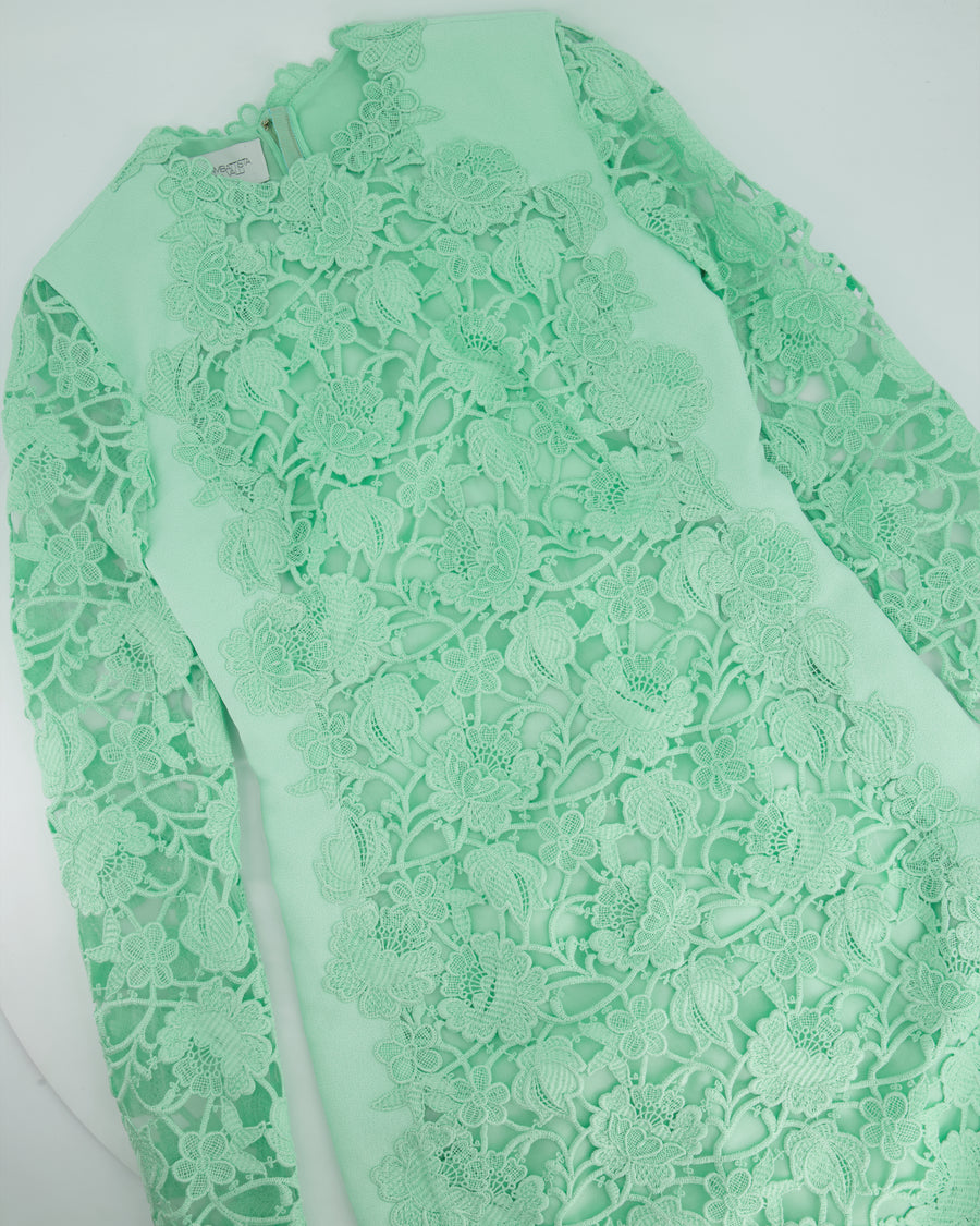 Giambattista Valli Mint Green Lace Long-Sleeve Dress IT 38 (UK 6) RRP £2900