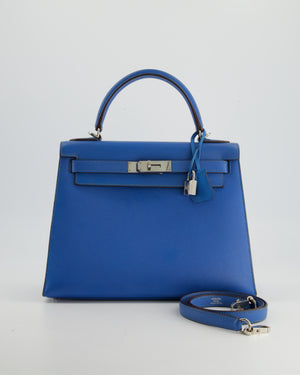 Hermès Kelly Sellier Bag 28cm in Blue Electric Epsom Leather with Pall