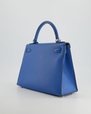 Hermès Kelly Sellier Bag 28cm in Blue Electric Epsom Leather with Palladium Hardware