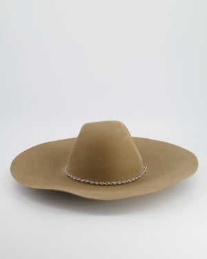 Hermes Beige and Silver Chaine d'Ancre Felt Hat Size 58