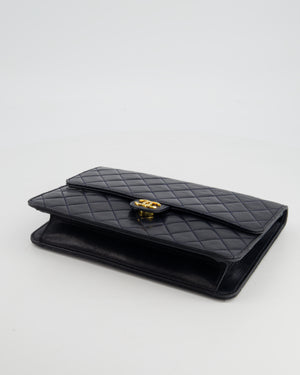 Chanel Vintage Navy Single Flap Bag in Lambskin with 24K Gold Hardware